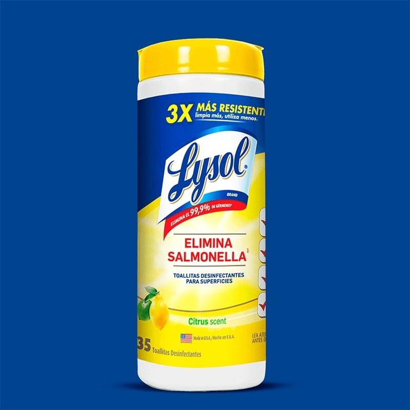 Puedes auxiliarte de Lysol Toallitas para desinfectar superficies 